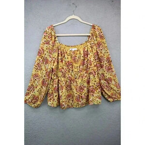 Dr 2 Off the Shoulders Long Balloon Sleeves Gauzy Babydoll Top-XL-Cottagecore